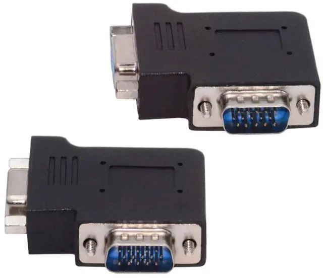 Main image of Chenyang 2pcs/lot Left & Right Angled 90 Degree VGA RGB HDB15Pin Screw Type Male to Female Nut Type Extension Adapter for Monitor Displays