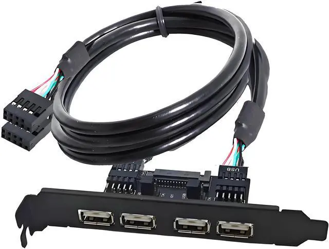 Main image of Chenyang Internal Four USB2.0 Female Mount Panel to Motherboard 9pin Baffle Cable with Extral SATA Power and 12cm Bracket