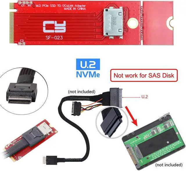 Alt view image 6 of 7 - Chenyang PCI-E 4.0 3.0 M.2 M-key to Oculink SFF-8612 SFF-8611 Host Adapter for PCIe Nvme SSD 2260