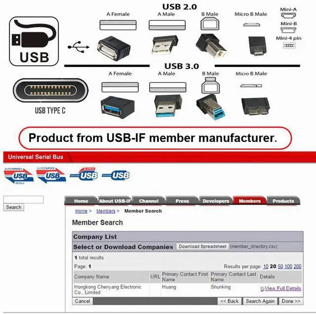 Alt view image 5 of 7 - CHENYANG New USB 3.0 Standard A Type Male to B Type Male cable 1m For external Hard disk