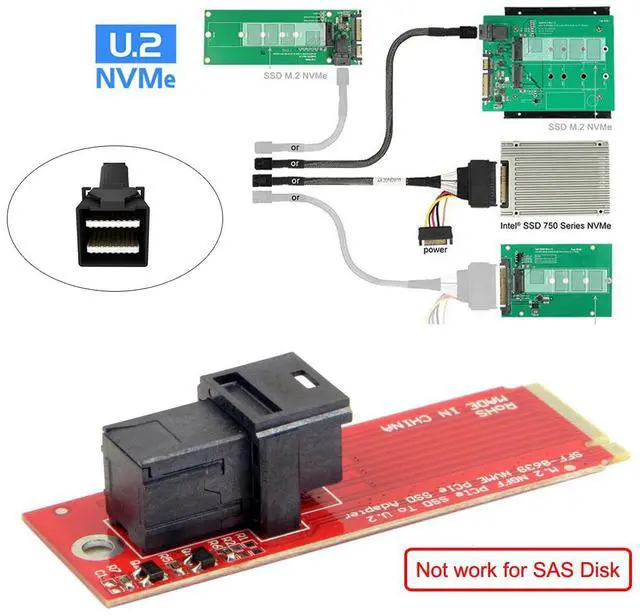 Alt view image 2 of 7 - CHENYANG  U.2 U2 Kit SFF-8639 NVME PCIe SSD Adapter for Mainboard Intel SSD 750 p3600 p3700 M.2 SFF-8643 Mini SAS HD