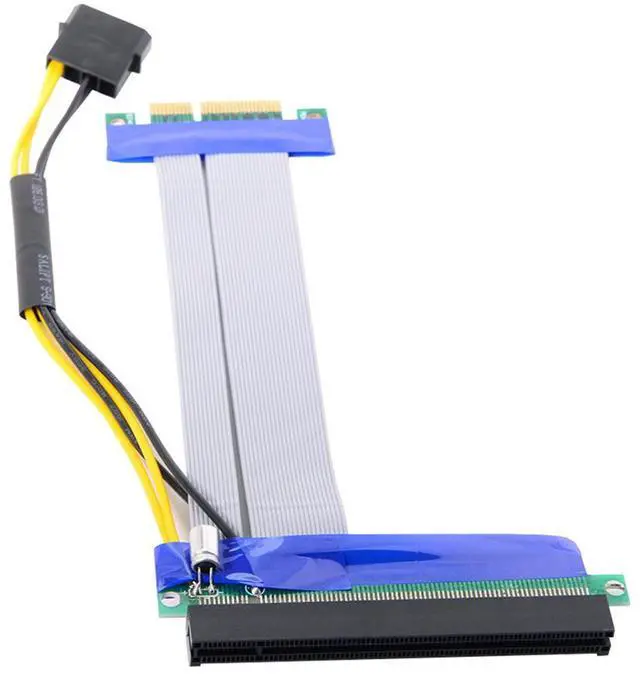 Alt view image 6 of 6 - Chenyang PCI-E Express 4x to 16x Flex Cable Extender Converter Riser Card Adapter with 4pin Power 15cm