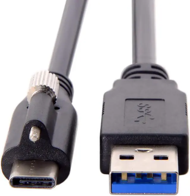 Alt view image 3 of 6 - Chenyang USB 3.1 Type-C Locking Connector to Standard USB3.0 Data Cable 1.2m With Panel Mount Screw