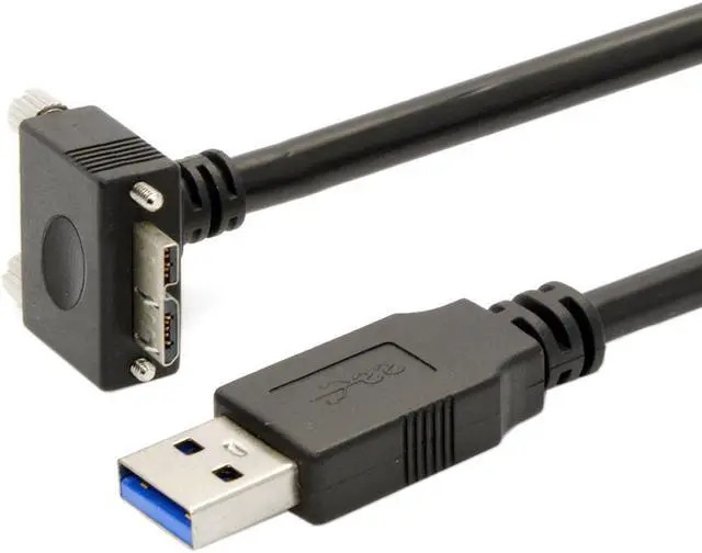 Main image of CHENYANG 3m 90 Degree Down Angled Micro USB Screw Mount to USB 3.0 Data Cable for Point Grey Chameleon Camera
