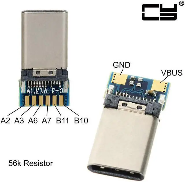 Main image of CHENYANG DIY 24pin USB 3.1 Type C USB-C Male Plug Connector SMT type with PC Board UC-207