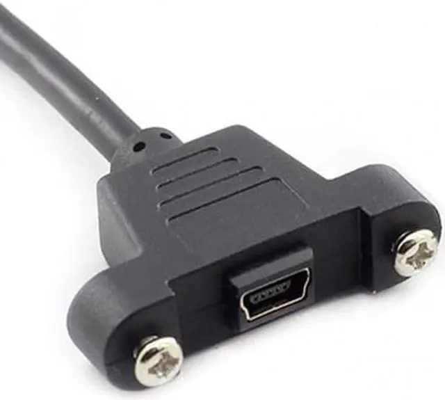 Alt view image 4 of 6 - Cablecc Panel Mount Type Mini USB 5Pin Male to Female Extension Adapter Cable with Screws 50cm