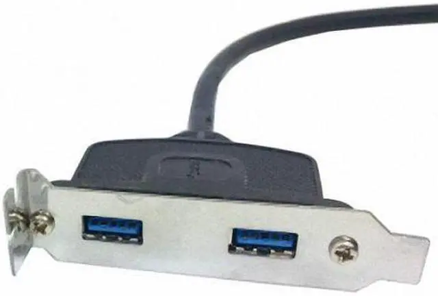 Alt view image 5 of 5 - Cablecc Low Profile 9.5mm Height USB 3.0 Female Back panel to Motherboard 20pin cable with PCI bracket 40cm