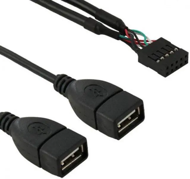 Alt view image 5 of 5 - Cablecc 10 Pin Motherboard Female Header to Dual USB 2.0 Female Adapter Cable 50cm