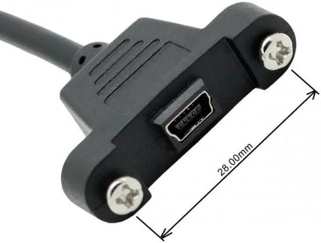 Alt view image 5 of 6 - Cablecc Panel Mount Type Mini USB 5Pin Male to Female Extension Adapter Cable with Screws 50cm