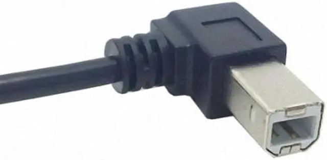 Alt view image 3 of 6 - Cablecc 90 Degree Right Angled USB B Type Male to Female extension cable with screws for Panel Mount 50cm