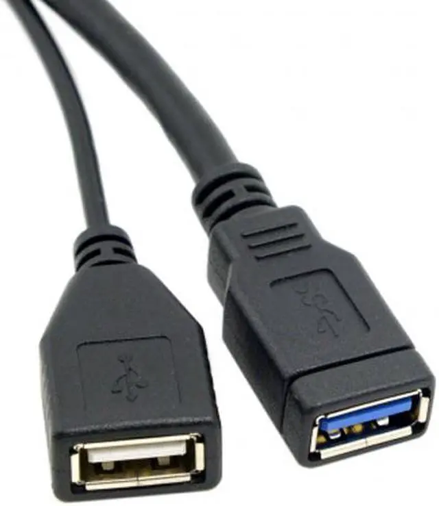 Alt view image 5 of 7 - CHENYANG Black USB 3.0 Male to Dual USB Female Extra Power Data Y Extension Cable for 2.5" Mobile Hard Disk