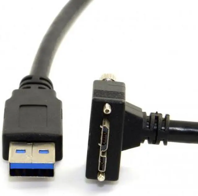 Alt view image 2 of 5 - Cablecc 1.2m 90 Degree Down Angled Micro USB Screw Mount to 3.0 Data Cable for Industrial Camera