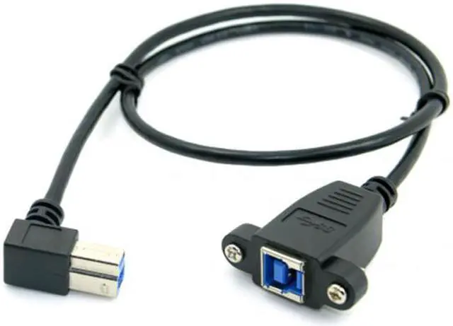 Alt view image 5 of 5 - Cablecc USB 3.0 Back Panel Mount B Type Female To Right Angled 90 Degree B Type Male Extension cable 0.5m