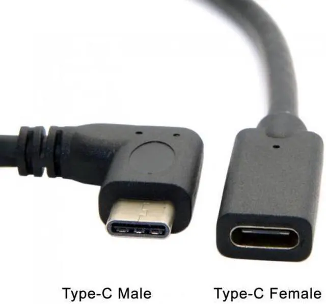 Alt view image 5 of 7 - Cablecc 90 Degree Right Angled USB-C USB 3.1 Type C Male to Female Extension Data Cable for Macbook Tablet 20cm UC-218-RI-0.2M