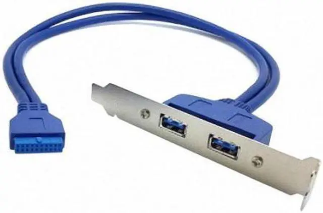 Alt view image 2 of 2 - Cablecc Internal 2Pin USB 3.0 Female Mount panel  to Motherboard 20pin cable with PCI bracket