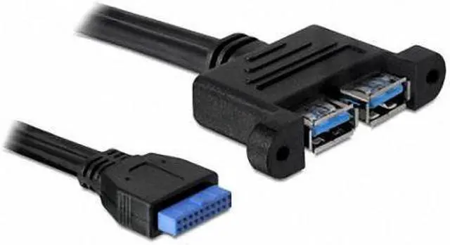 Alt view image 2 of 2 - Cablecc Dual Port USB 3.0 Panel Type - Motherboard 20P cable 50cm