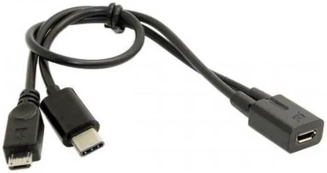 Alt view image 6 of 6 - Cablecc Micro USB Female to USB-C Type C USB 3.1 & Micro USB Male Splitter Extension Charge Cable