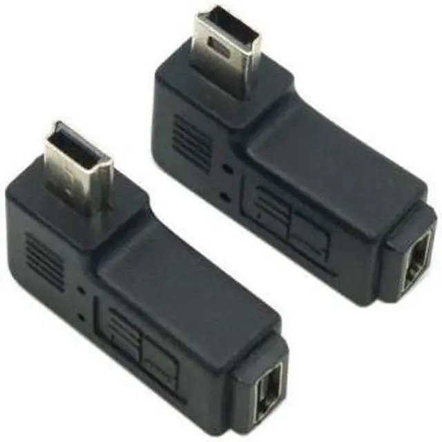 Alt view image 3 of 5 - CHENYANG 2pcs 90 Degree Left & Right Angled Mini USB 5 Pin Male to Female Extension Adapter