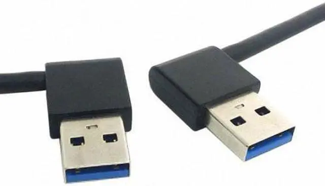Alt view image 3 of 6 - Cablecc USB 3.0 Type A Male 90 Degree Left Angled to Right Angled Extension Cable Straight Connection 50cm