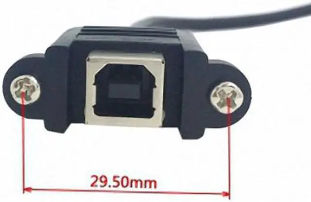 Alt view image 6 of 6 - Cablecc 90 Degree Right Angled USB B Type Male to Female extension cable with screws for Panel Mount 50cm