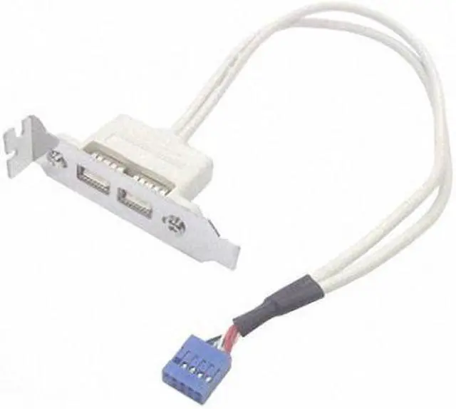 Alt view image 3 of 7 - CHENYANG Low Profile 9.5mm Height USB 2.0 Female Back panel to Motherboard 9pin cable with PCI bracket 40cm