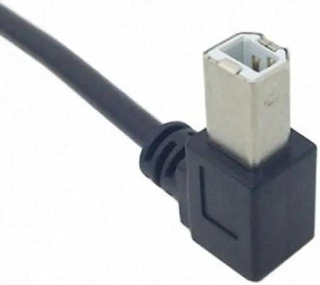 Alt view image 5 of 6 - Cablecc 90 Degree Left Angled USB B Type Male to Female extension cable with screws for Panel Mount 50cm