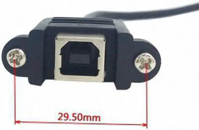 Alt view image 6 of 6 - Cablecc 90 Degree Left Angled USB B Type Male to Female extension cable with screws for Panel Mount 50cm