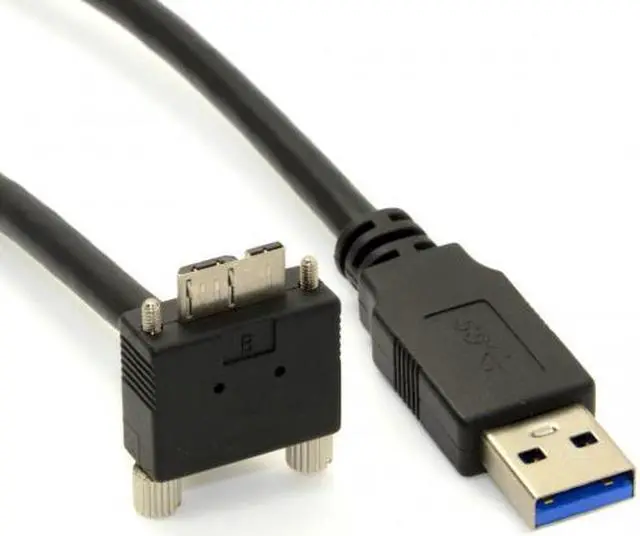 Alt view image 3 of 5 - Cablecc 1.2m 90 Degree Down Angled Micro USB Screw Mount to 3.0 Data Cable for Industrial Camera