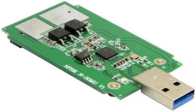 Alt view image 4 of 7 - Cablecc Mini PCI-E mSATA to USB 3.0 External SSD PCBA Conveter Adapter Pen Driver Card with Case