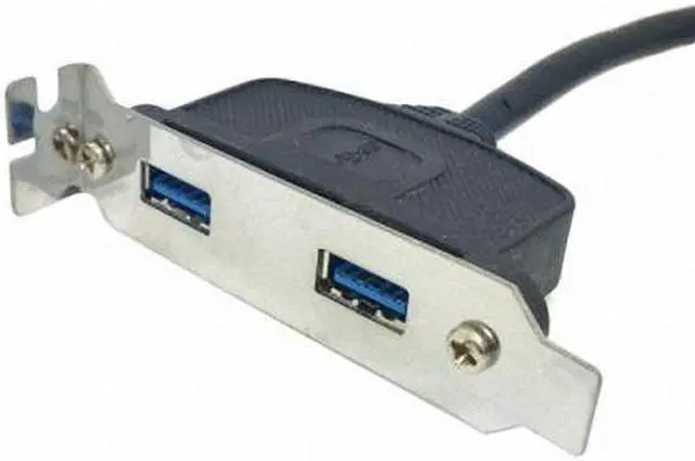 Alt view image 4 of 5 - Cablecc Low Profile 9.5mm Height USB 3.0 Female Back panel to Motherboard 20pin cable with PCI bracket 40cm