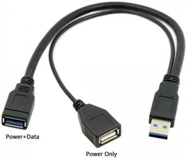 Alt view image 6 of 6 - Cablecc Black USB 3.0 Male to Dual USB Female Extra Power Data Y Extension Cable for 2.5" Mobile Hard Disk