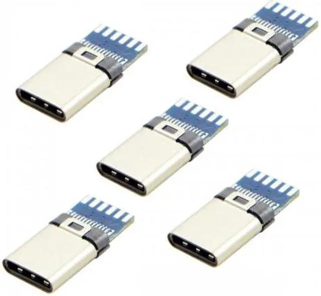 Alt view image 2 of 7 - CHENYANG 5set DIY 24pin USB 3.1 Type C USB-C Male Plug Connector SMT type with 3.5mm SR and Housing Cover U3-350-WH