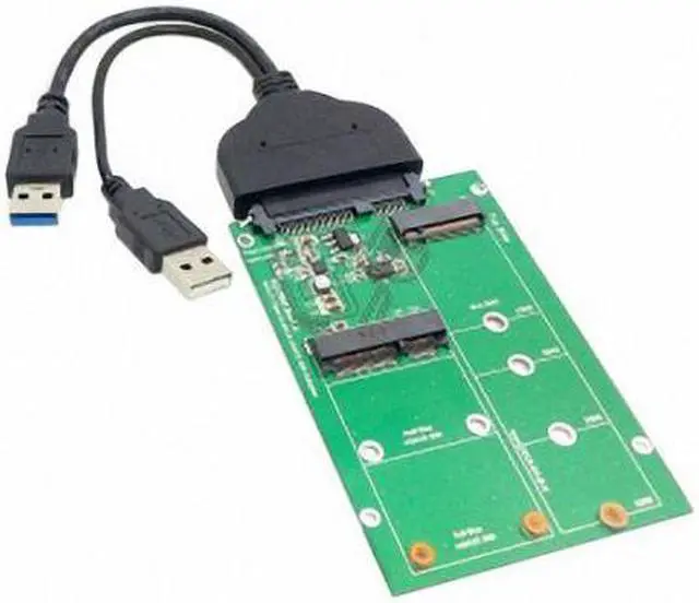 Alt view image 2 of 5 - Cablecc USB 3.0 to SATA 22pin 2.5" Hard Disk to 2 in 1 Combo Mini PCI- E 2 Lane M.2 NGFF & mSATA SSD Adapter Converter