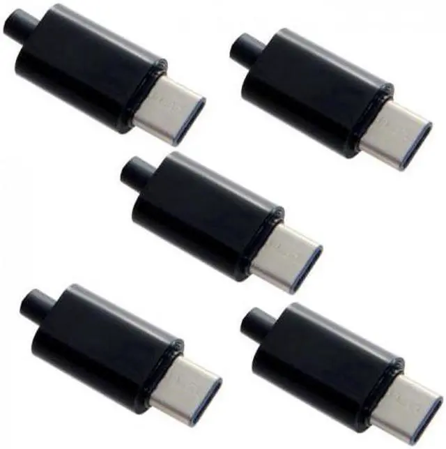 Main image of CHENYANG 5set DIY 24pin USB 3.1 Type C USB-C Male Plug Connector SMT type with Black Housing Cover U3-350-BK