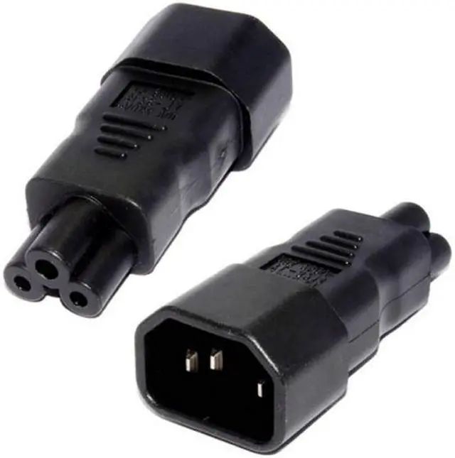Alt view image 2 of 5 - CY IEC 320 Adapter 3 Poles Socket C14 to Cloverleaf Plug Micky C5 Straight Extension Power Adapter PW-125-BK