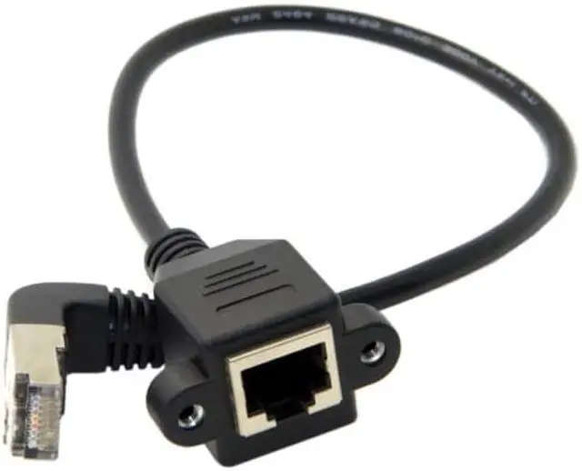 Alt view image 5 of 6 - Jimier Up Angled 90 Degree STP UTP Cat 5e Male to Female Panel Mount Ethernet Network Extension Cable 30cm UT-011-UP-0.3M