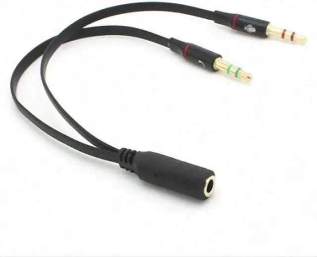 Alt view image 4 of 4 - CHENYANG Black Dual 3.5mm Male to Single Female Headphone Microphone Audio Splitter Cable for Cell Phone & Tablet & Laptop