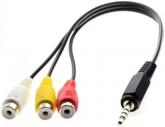 Alt view image 3 of 6 - CHENYANG 3.5mm 1/8" Male Stereo Car AUX to 3 RCA AV Female Cord Audio Video Composite Cable 20cm