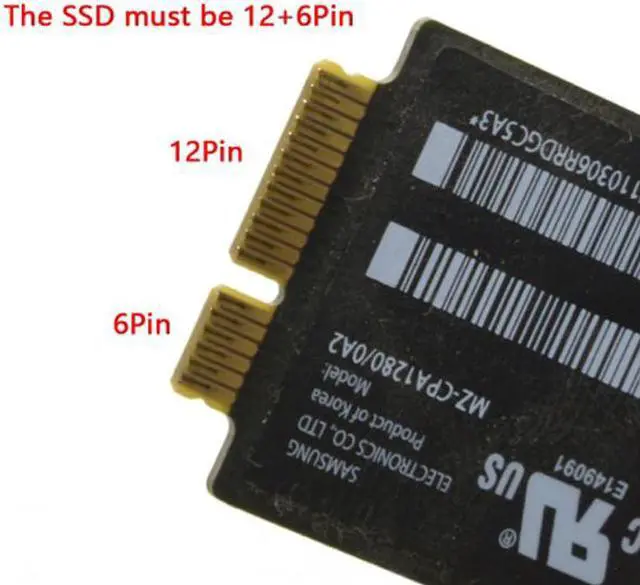 Alt view image 7 of 7 - Cablecc  PCBA 12+6pin SSD HDD to SATA 22Pin Hard Disk Cartridge Drive for Apple 2010 2011 Macbook Air A1369 A1370 SSD