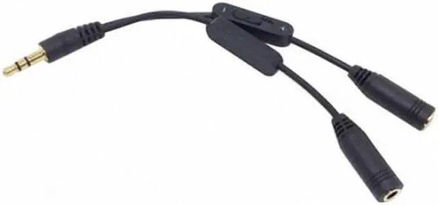 Alt view image 2 of 6 - Cablecc Black 3.5mm Stereo Male to Double 3.5mm Female Audio Headphone Y Splitter Cable with Volume Switch