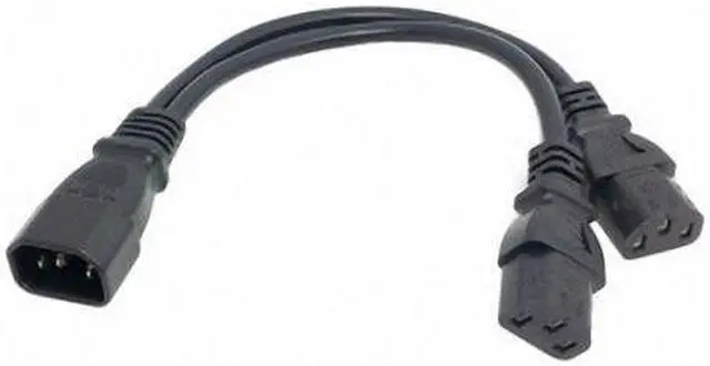 Alt view image 3 of 5 - CHENYANG  Single C14 to Dual C13 5-13R Short Power Y Type Splitter Adapter Cable Cord