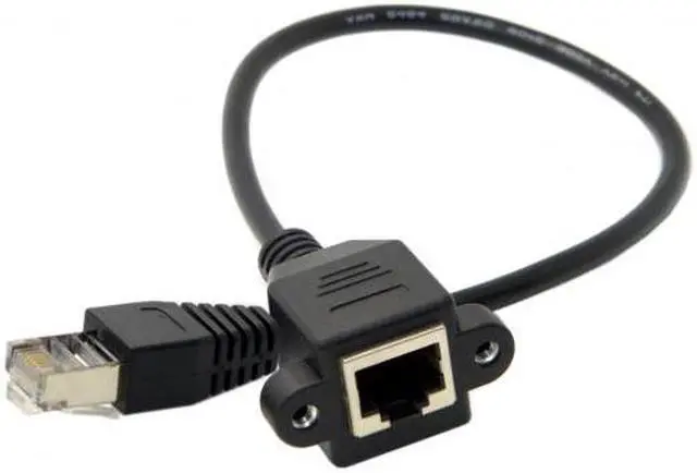 Alt view image 6 of 6 - Cablecc 30cm 8P8C FTP STP UTP Cat 5e Male to Female Lan Ethernet Network Extension Cable with Panel Mount Holes