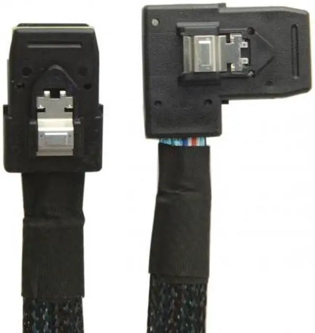 Alt view image 2 of 7 - CHENYANG  Ultra Slim Flat Left Angled 90 Degree Mini SAS 36pin SFF-8087 to 8087 Data Raid Cable 80cm