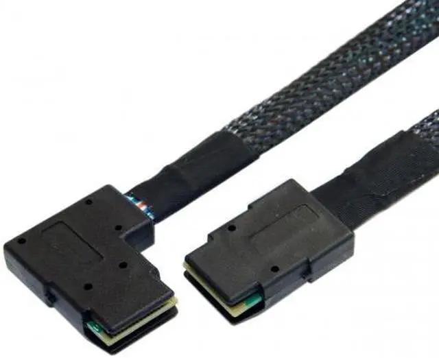 Alt view image 3 of 7 - CHENYANG  Ultra Slim Flat Left Angled 90 Degree Mini SAS 36pin SFF-8087 to 8087 Data Raid Cable 80cm
