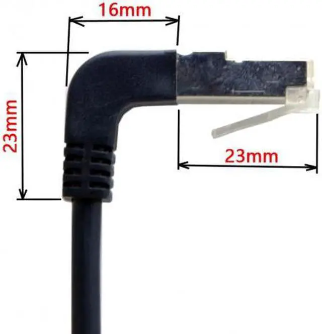 Alt view image 2 of 6 - CHENYANG  Down Angled 90 Degree STP UTP Cat 5e Male to Female Panel Mount Ethernet Network Extension Cable 30cm