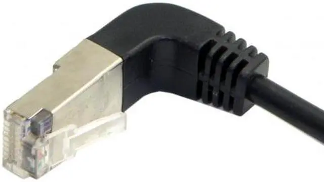 Alt view image 4 of 6 - CHENYANG  Down Angled 90 Degree STP UTP Cat 5e Male to Female Panel Mount Ethernet Network Extension Cable 30cm