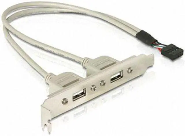 Alt view image 2 of 2 - Cablecc PCI USB 2.0 A type Female Screw to Motherboard 9p header cable with bracket