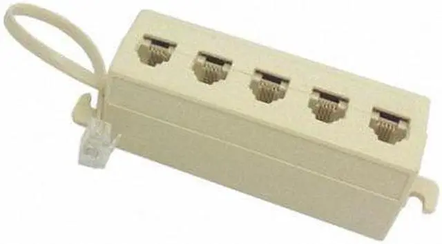Alt view image 3 of 7 - CHENYANG 5 Way Outlet 6P4C RJ11 RJ12 Telephone Phone Modular Jack Line Splitter Adapter Beige 1-in-5-out