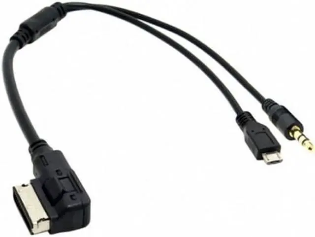 Alt view image 2 of 5 - Cablecc Media In AMI MDI to Stereo 3.5mm Audio & Micro USB Aux Adapter Cable For Car VW AUDI 2014 A4 A6 Q5 Q7