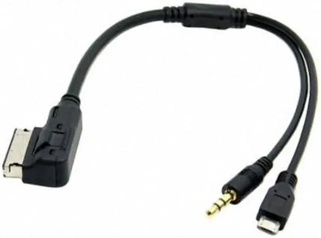 Alt view image 3 of 5 - Cablecc Media In AMI MDI to Stereo 3.5mm Audio & Micro USB Aux Adapter Cable For Car VW AUDI 2014 A4 A6 Q5 Q7